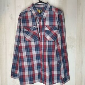 Browning red blue plaid long sleeve button front‎ shirt size x large